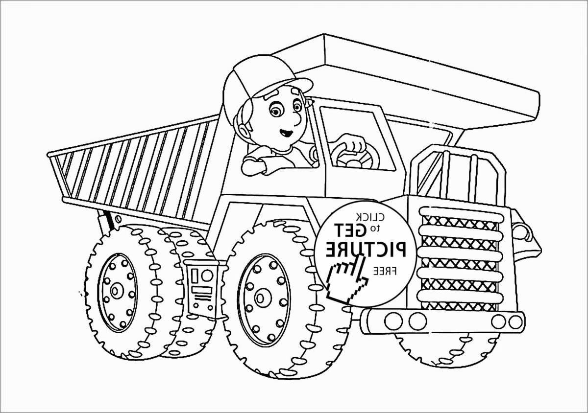 Dump truck coloring book for preschoolers