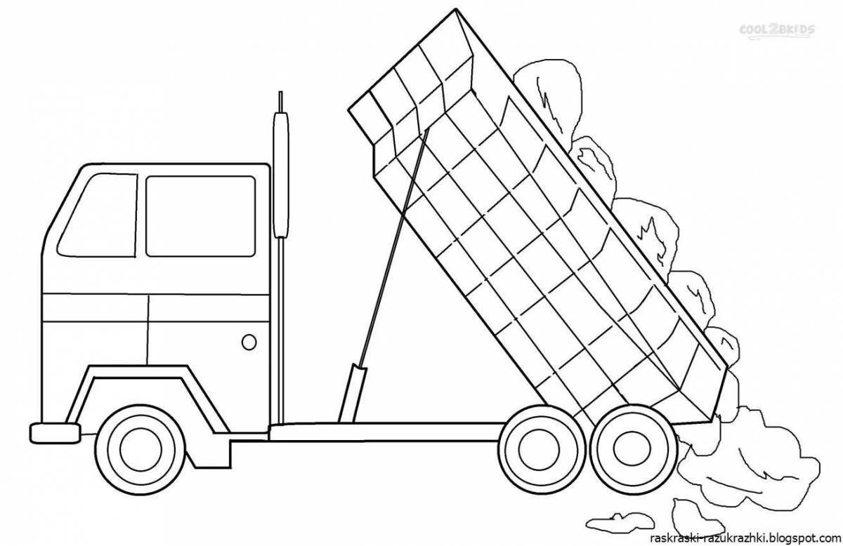 Dump truck bright coloring for kids
