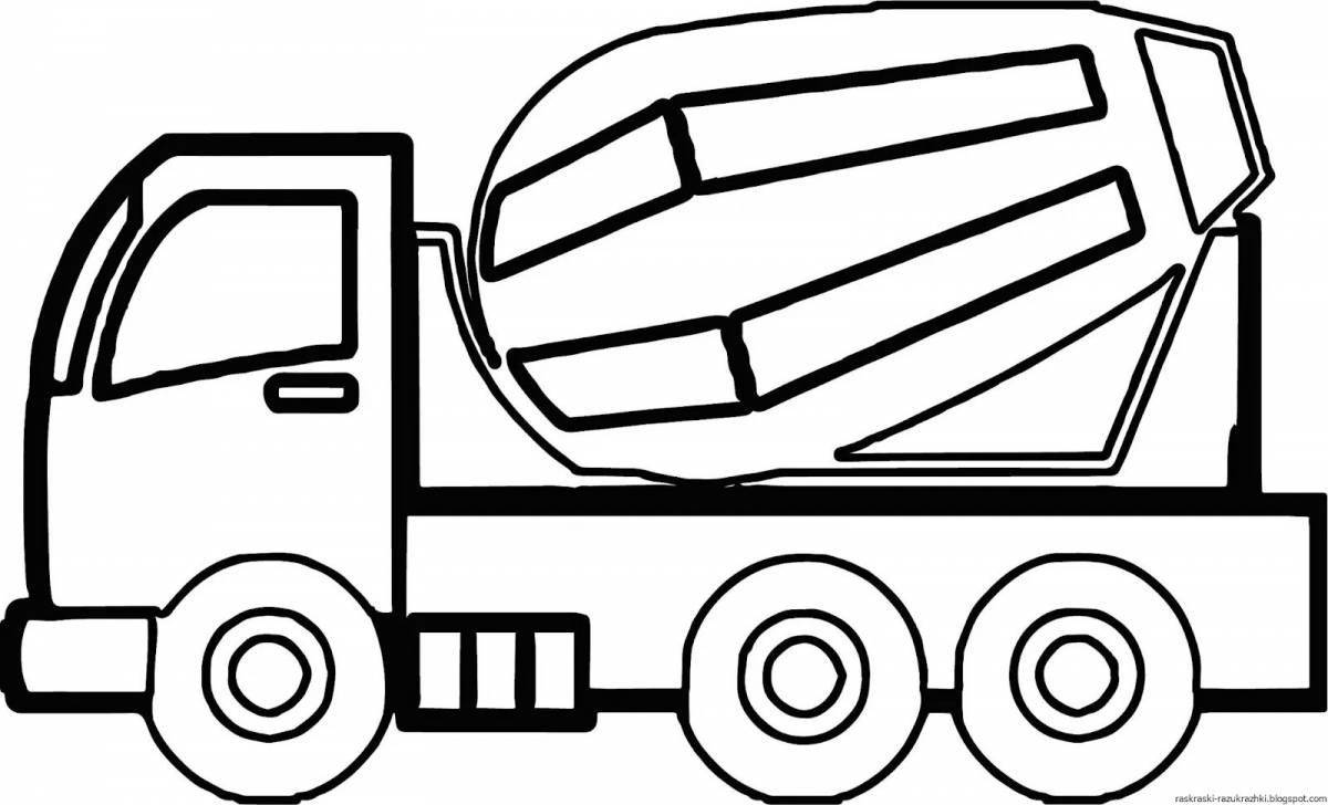 Coloring page happy dump truck for children 4-5 years old