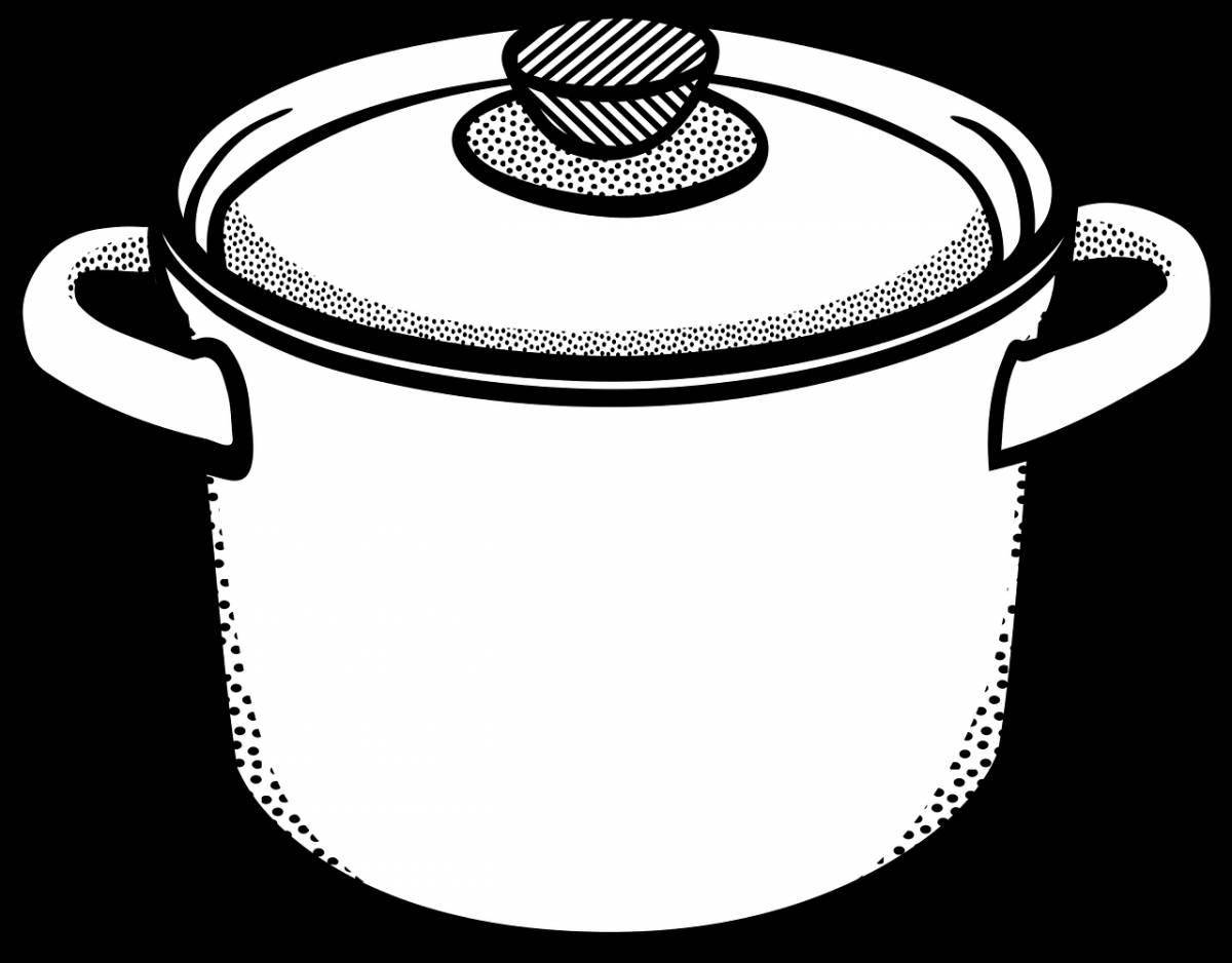 Colorful saucepan coloring page for 3-4 year olds
