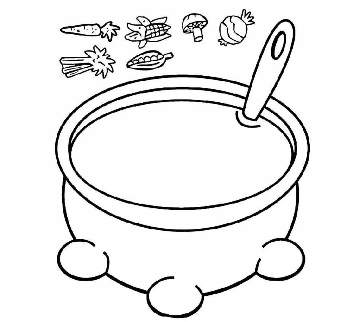 Coloring book cute saucepan for children 3-4 years old