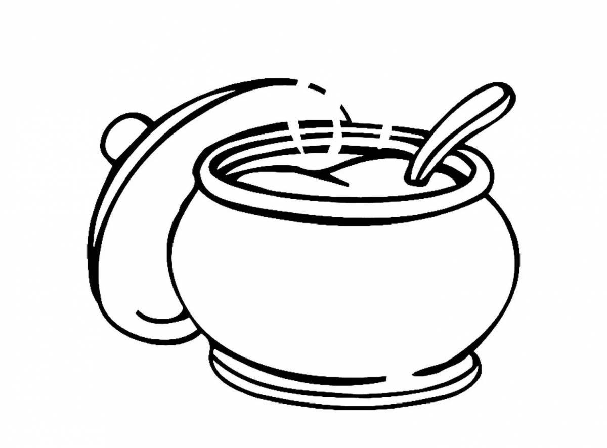 Coloring pages with a saucepan for children 3-4 years old