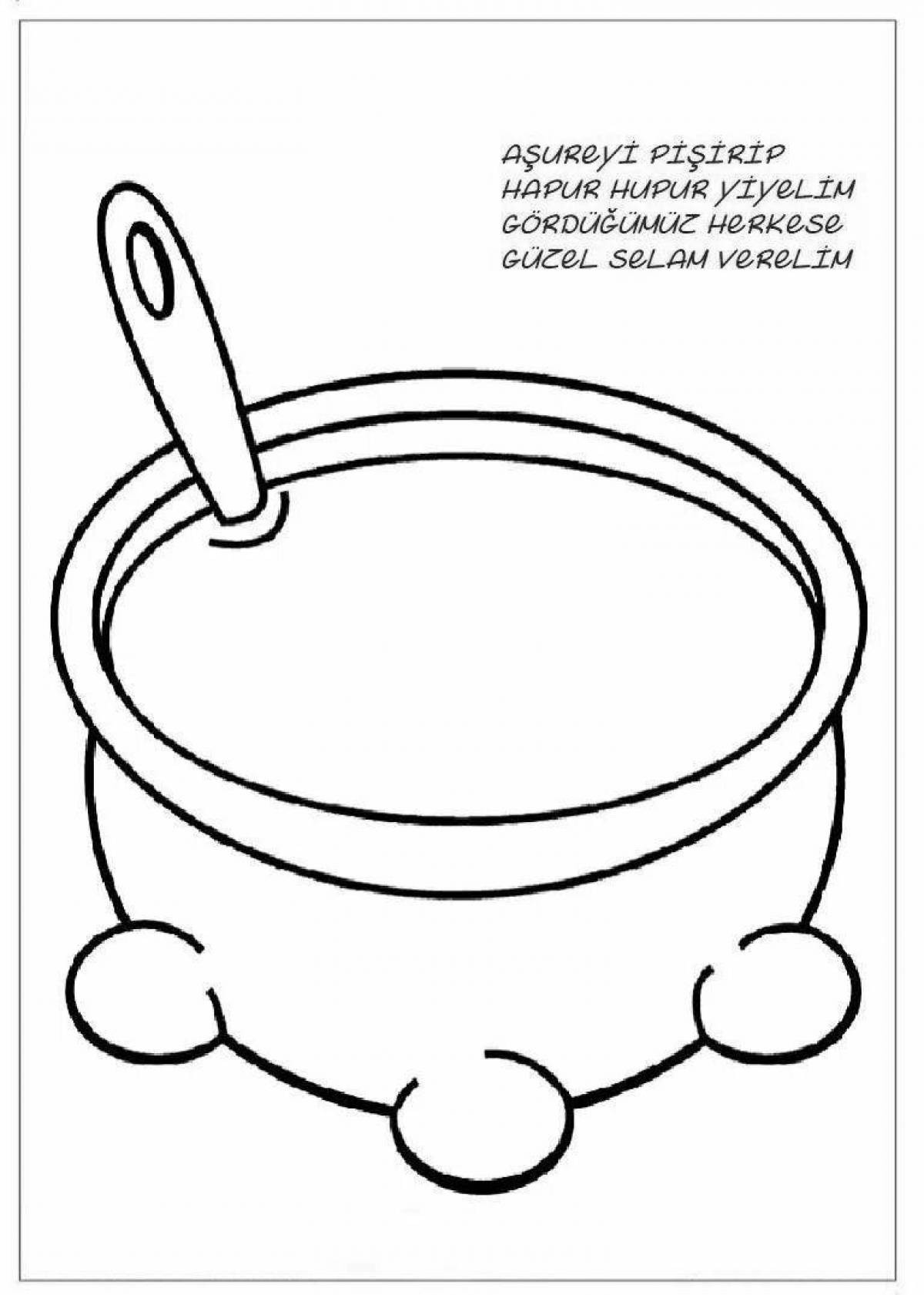 Colorful saucepan coloring book for 3-4 year olds
