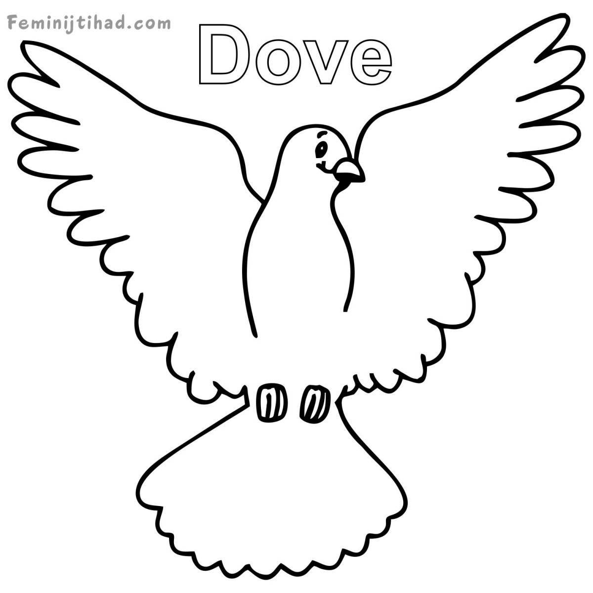 Playful coloring dove for children 3-4 years old