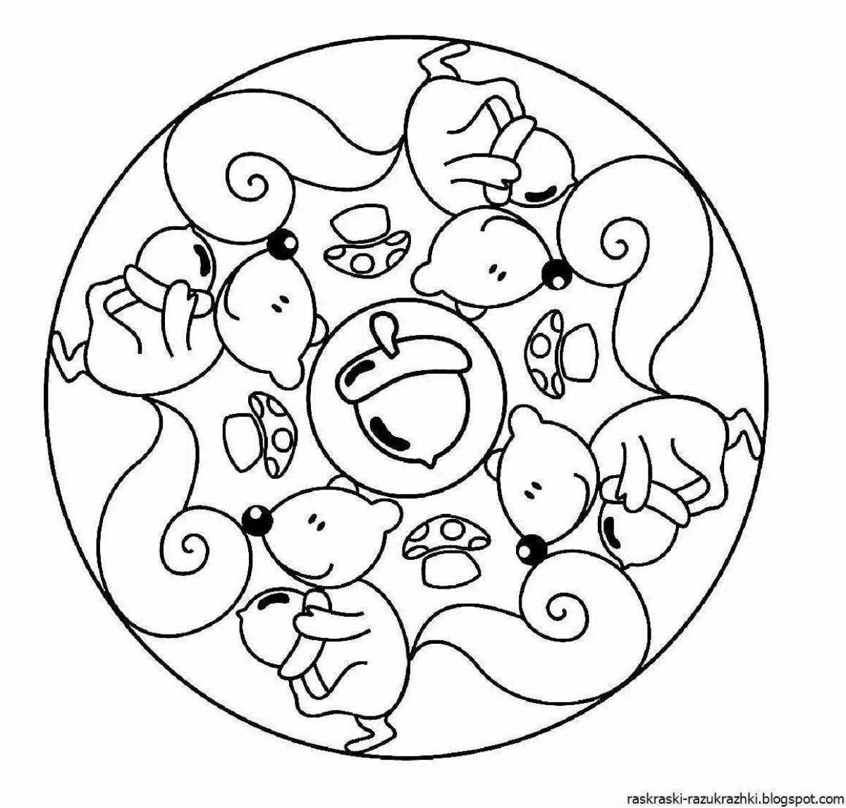 Crazy mandala coloring pages for 5-6 year olds