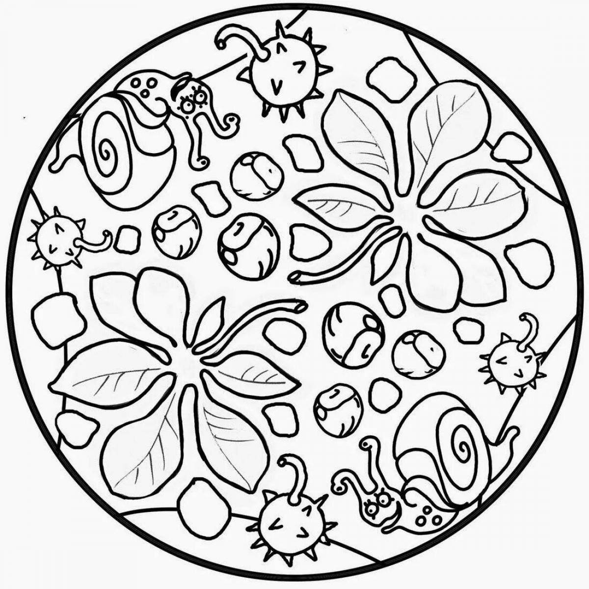 Colored mandala coloring pages for 5-6 year olds