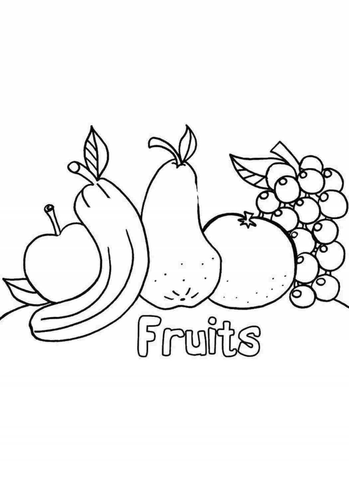 Восхитительные фрукты раскраски для детей 5-6 лет