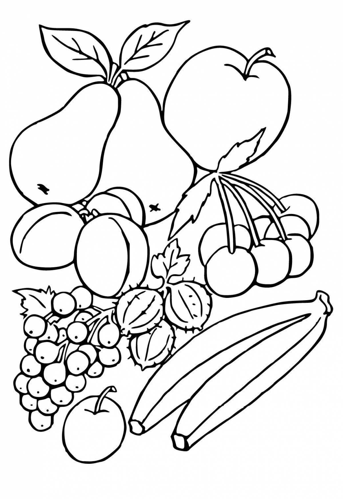 Раскраска «славные фрукты» для детей 5-6 лет