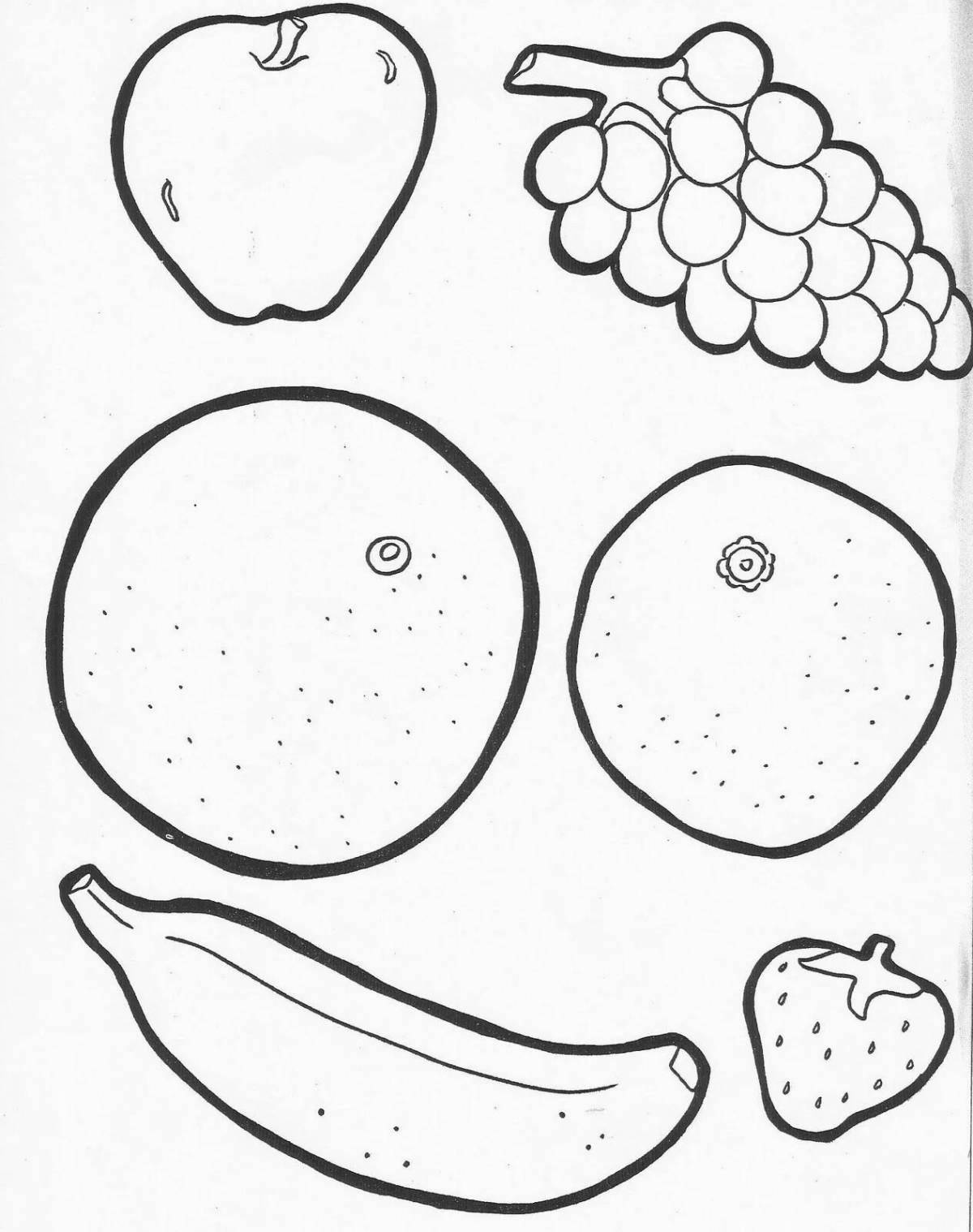 Coloring book wild fruit for children 5-6 years old