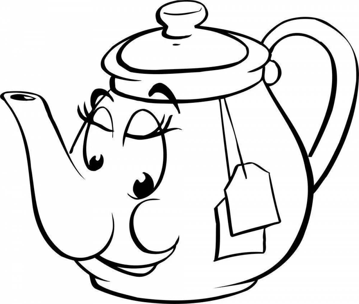 Colorful teapot coloring book for children 3-4 years old