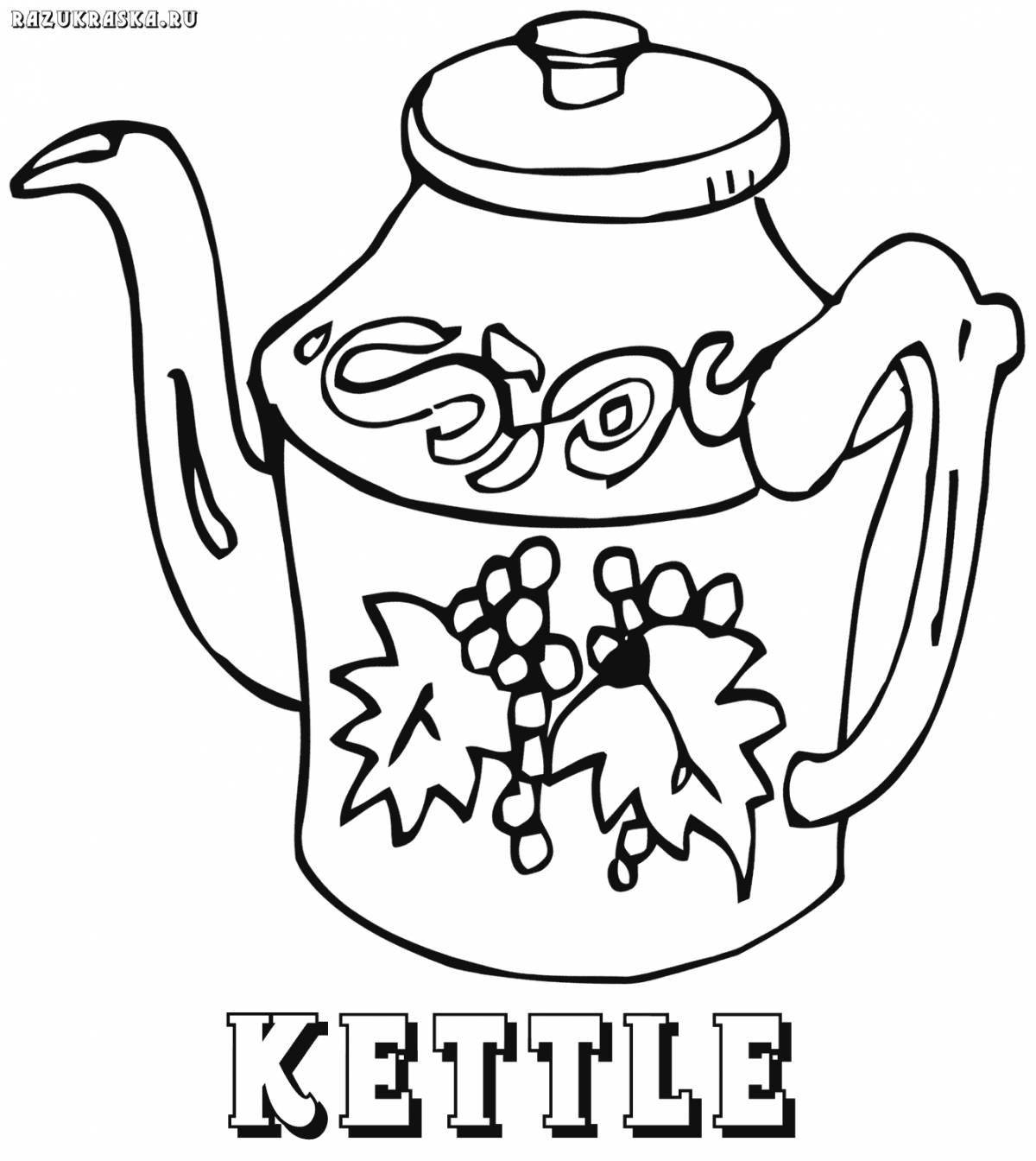 Coloring teapot for children 3-4 years old