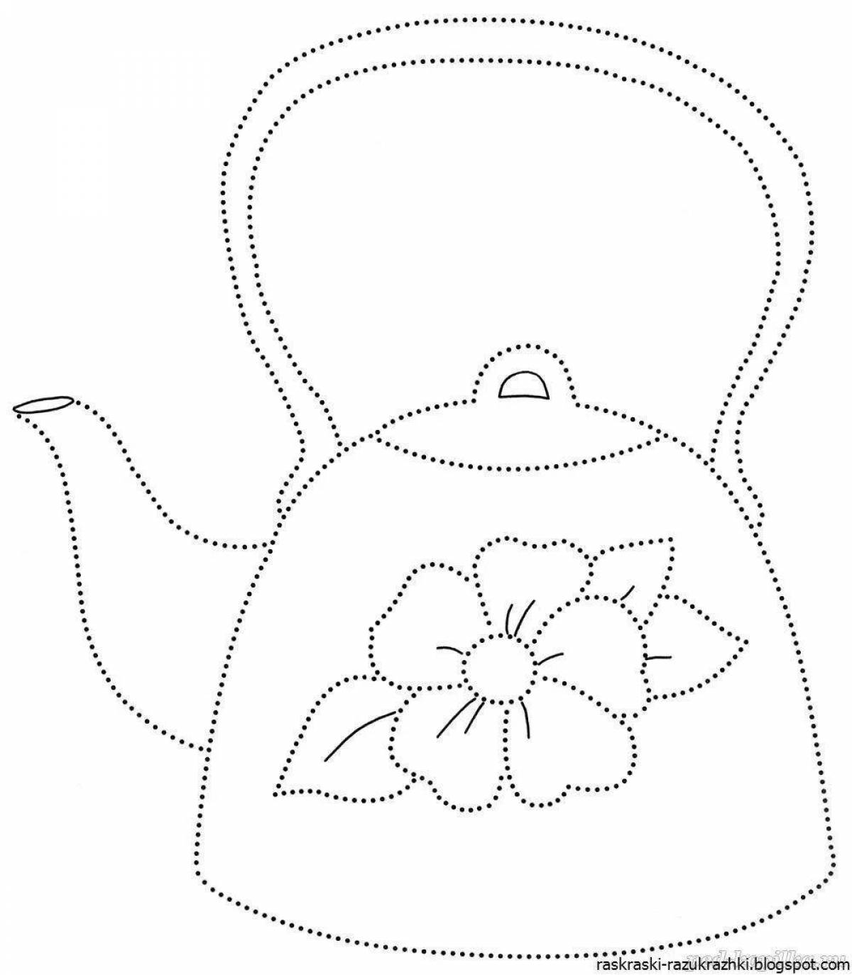 Очаровательная раскраска чайник для малышей 3-4 лет