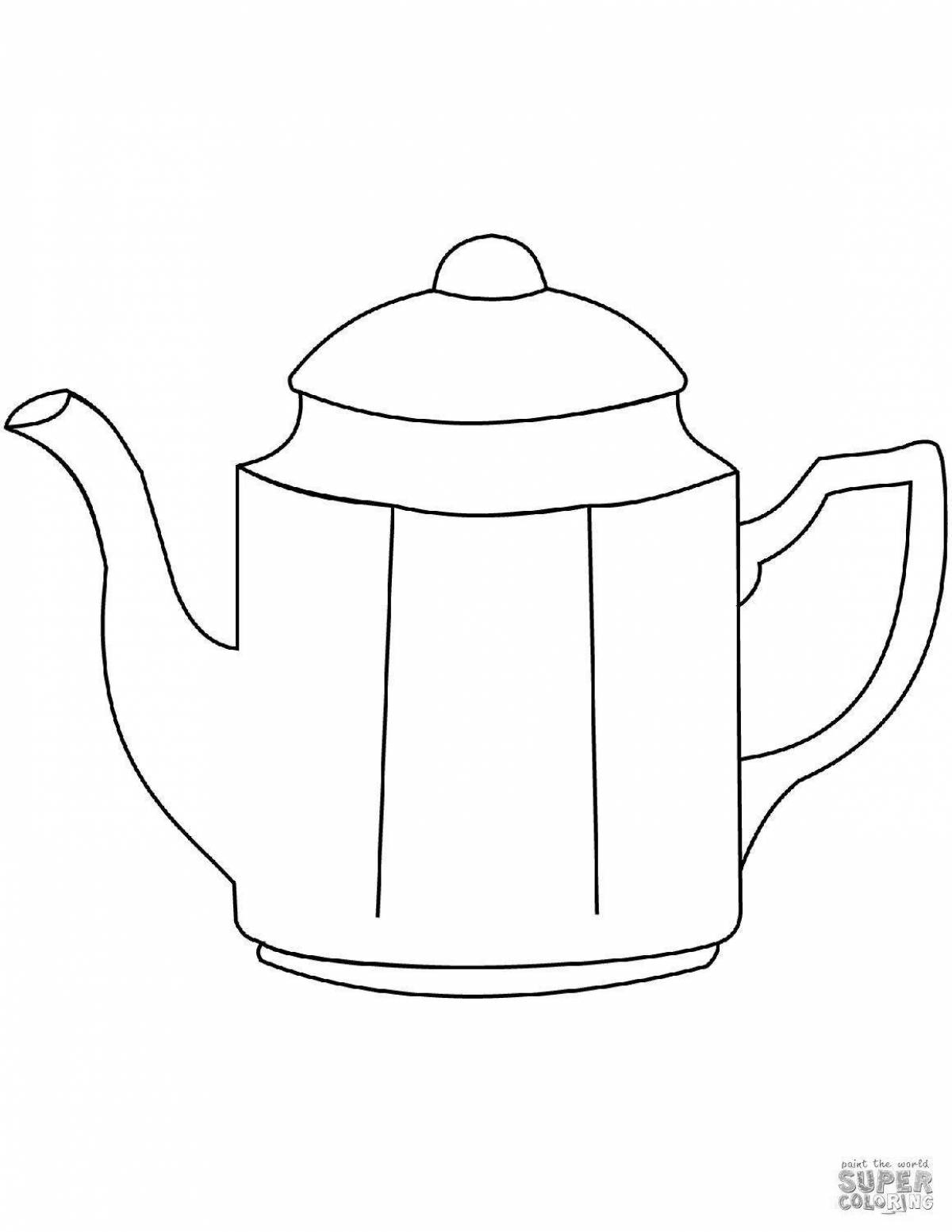 Gorgeous teapot coloring page for 3-4 year olds