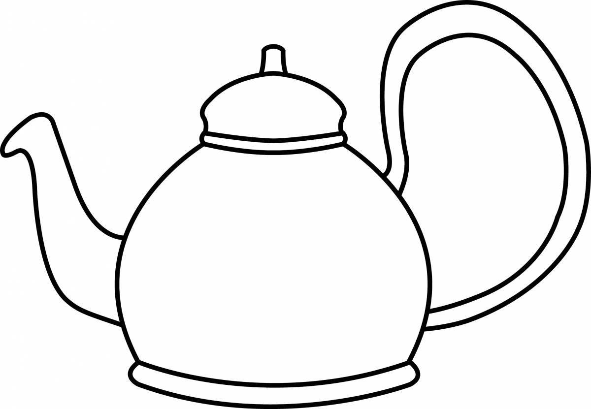 Изысканная раскраска чайник для малышей 3-4 лет