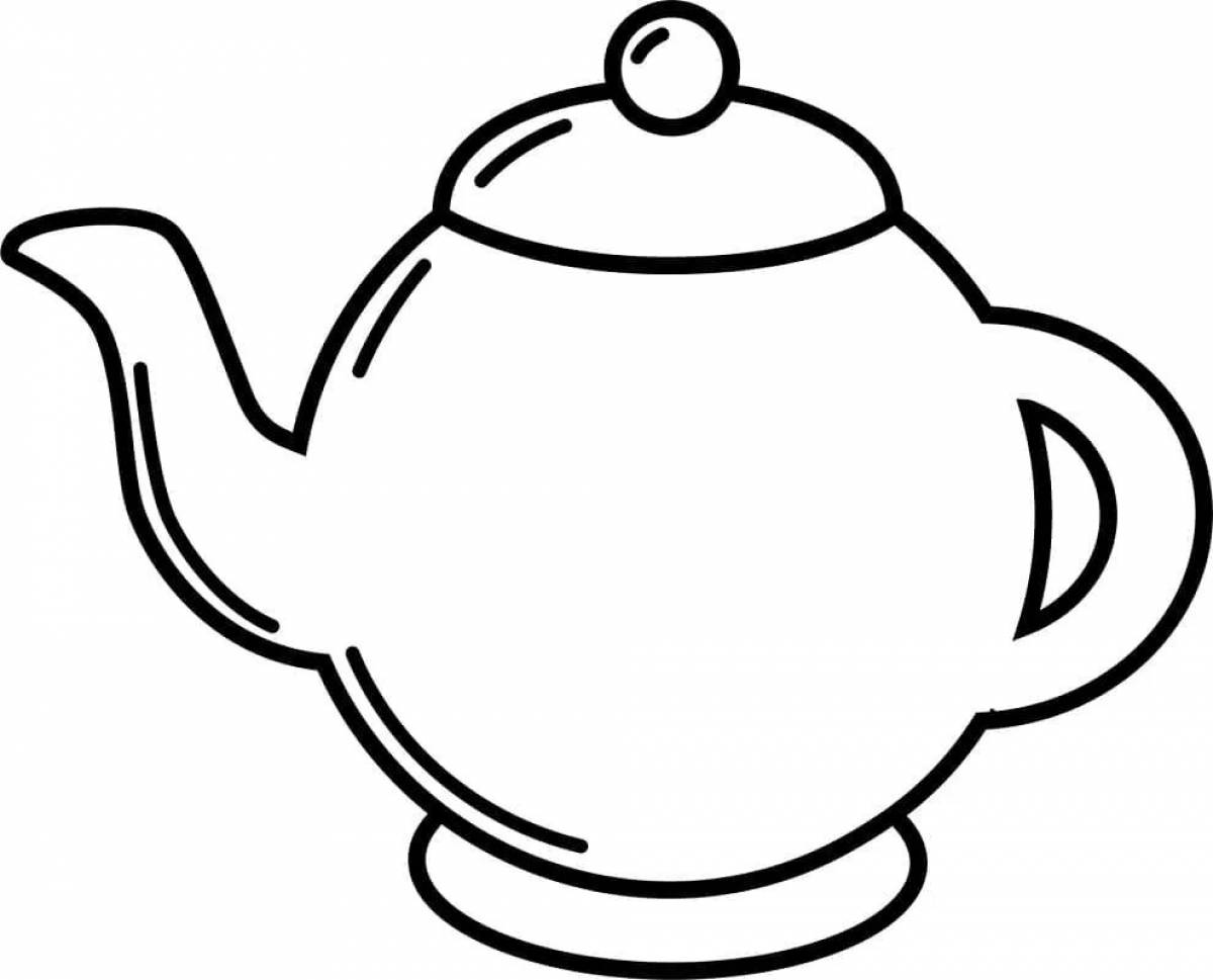Glitter teapot coloring page for preschoolers 3-4 years old