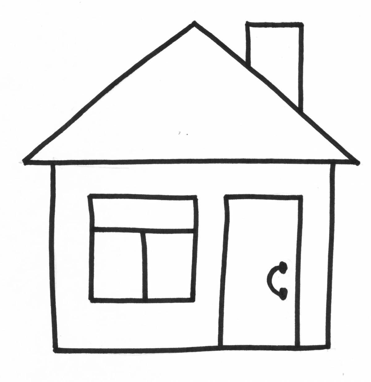 Adorable house coloring page for 2-3 year olds