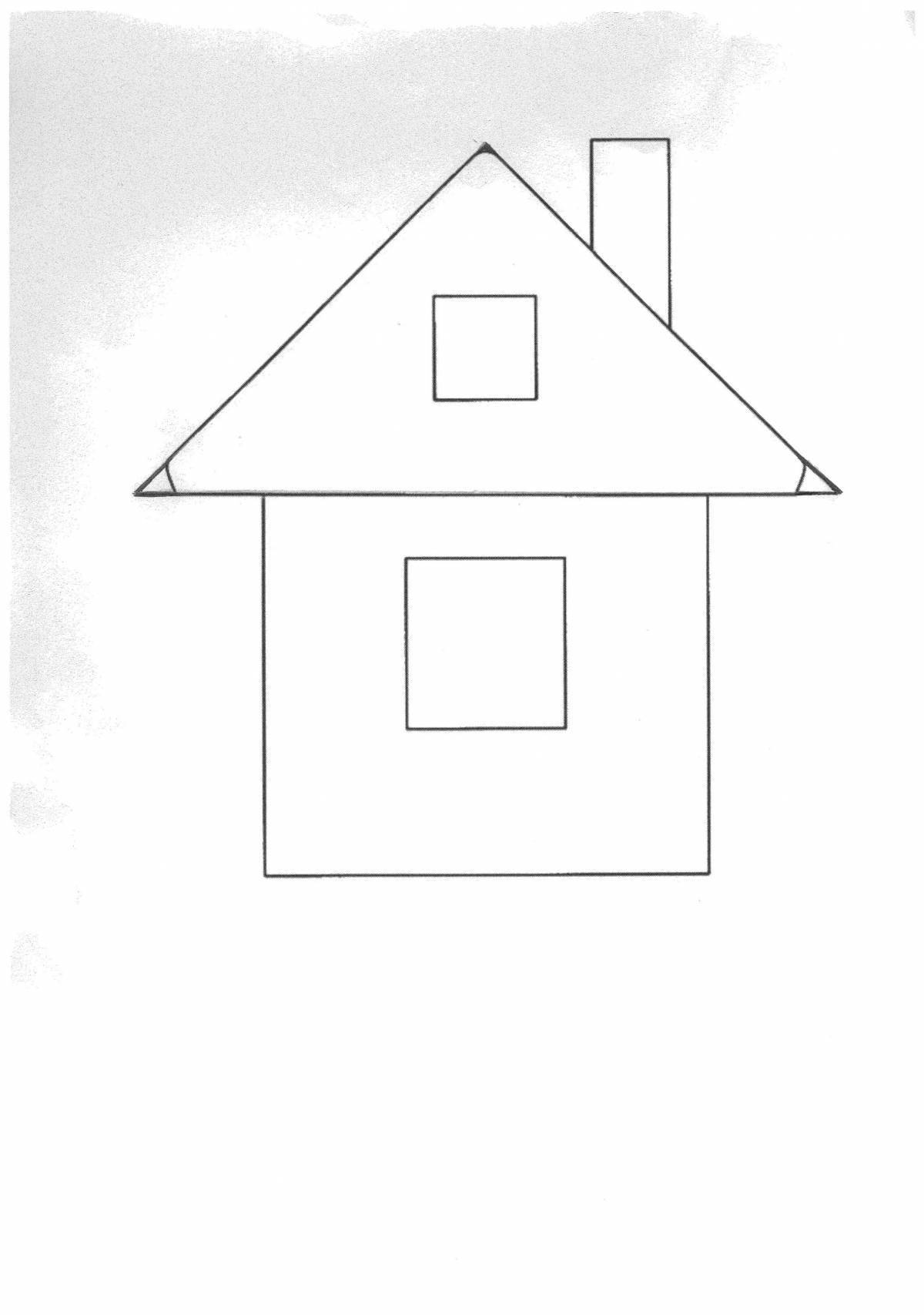 Colored house coloring book for 2-3 year olds