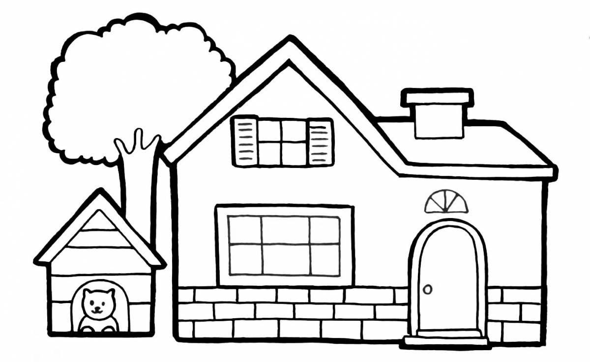 Crazy House coloring pages for 2-3 year olds