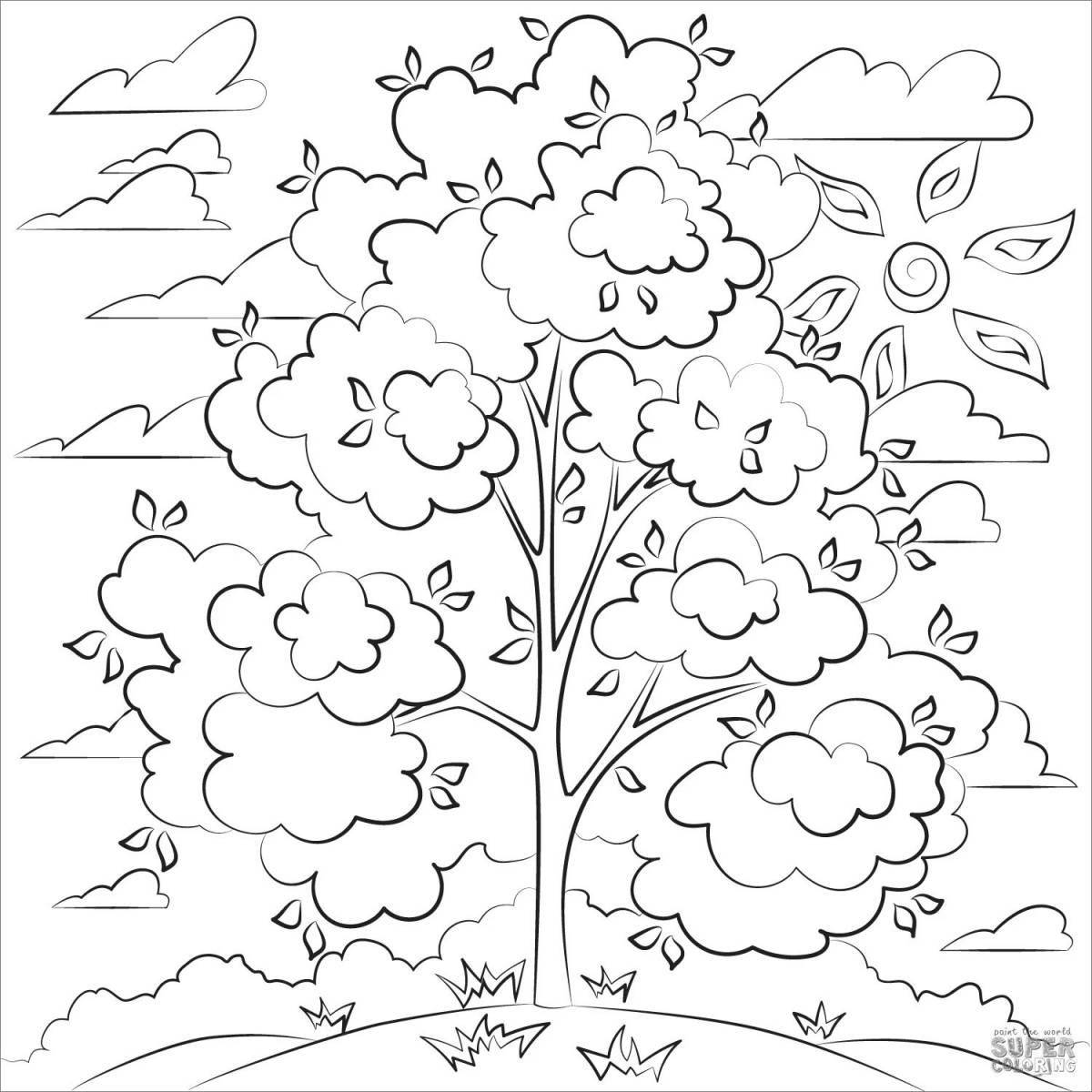 Раскраска «сияющее дерево» для детей 6-7 лет