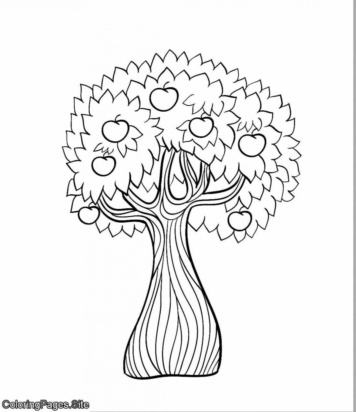 Glorious tree coloring page for 6-7 year olds