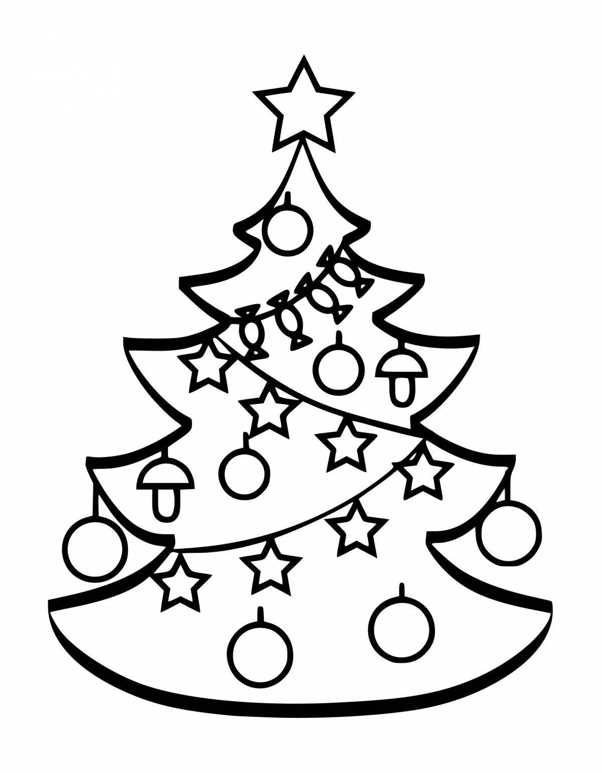 Sparkling Christmas tree coloring book for kids