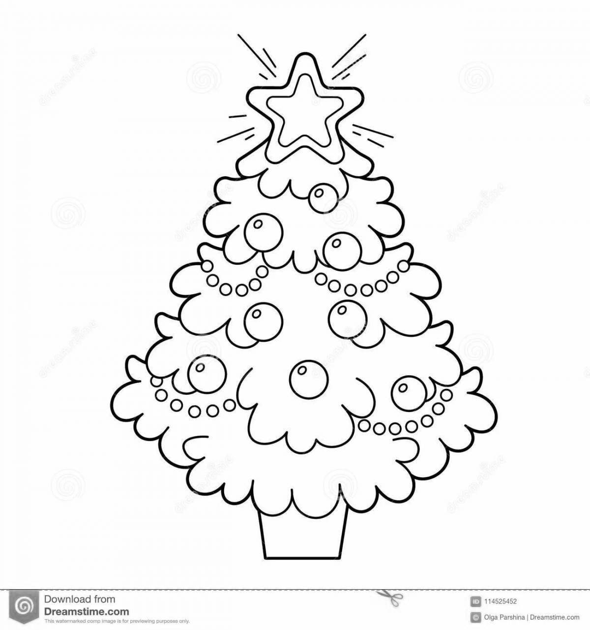 Раскраска буйная рождественская елка для детей 3-4 лет