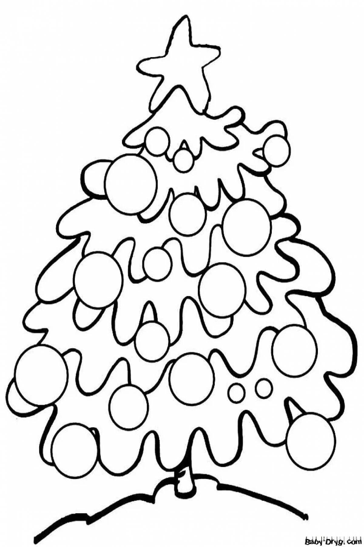 Цветная раскраска рождественской елки для малышей