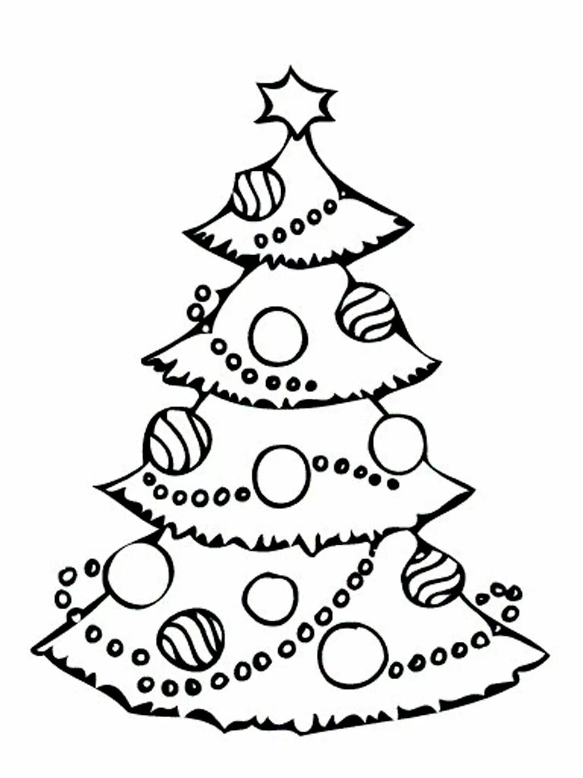 Christmas tree coloring page with crazy colors for kids