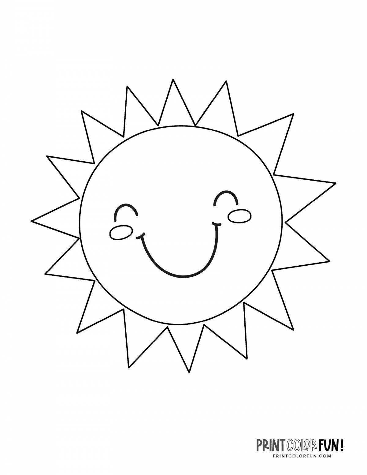 Bright coloring sun for children 3-4 years old