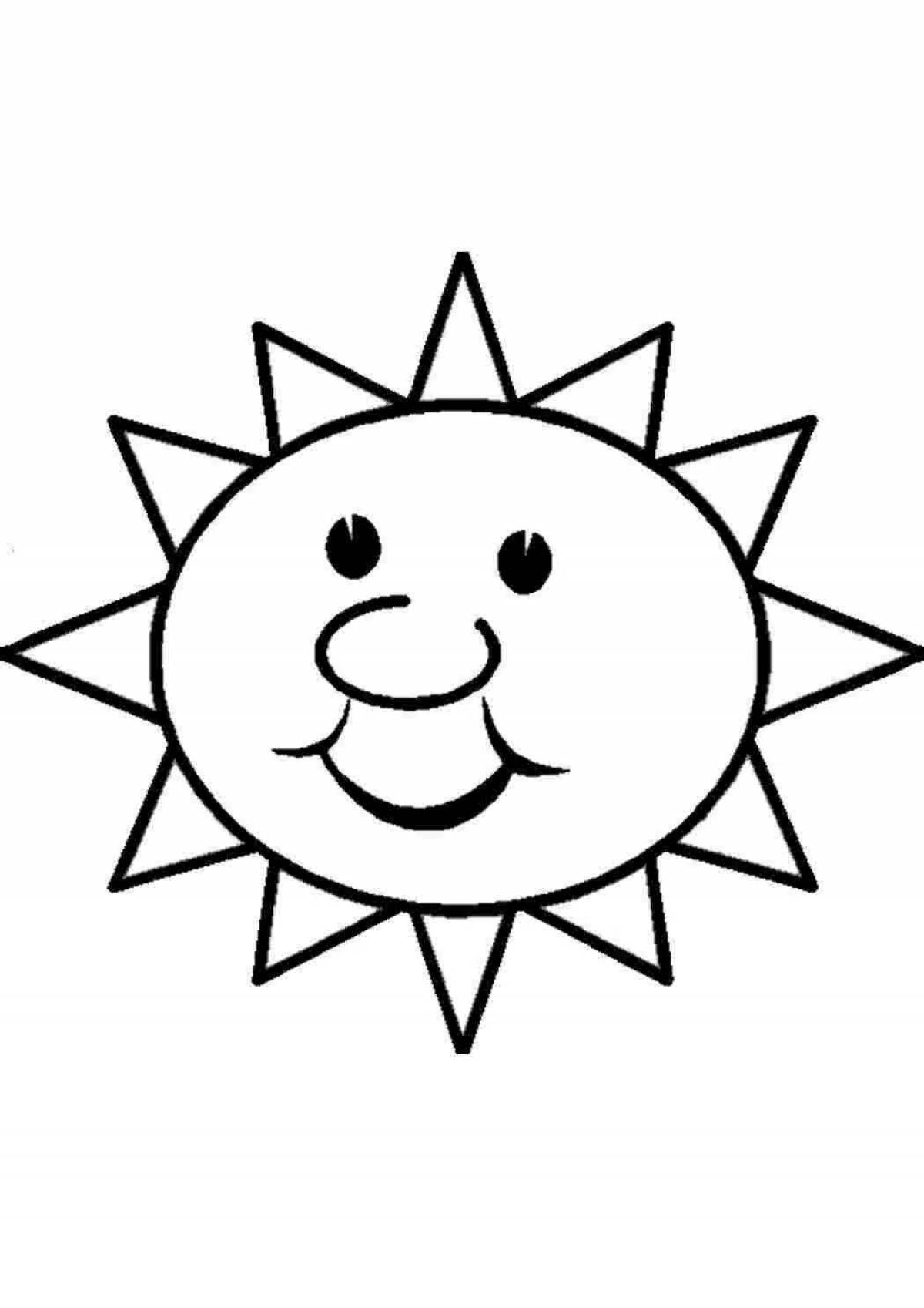 Colourful sun coloring book for children 3-4 years old
