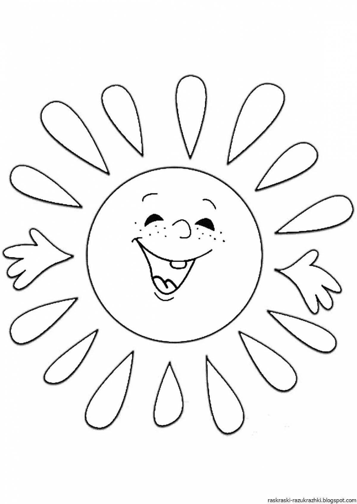 Radiant coloring sun for children 3-4 years old