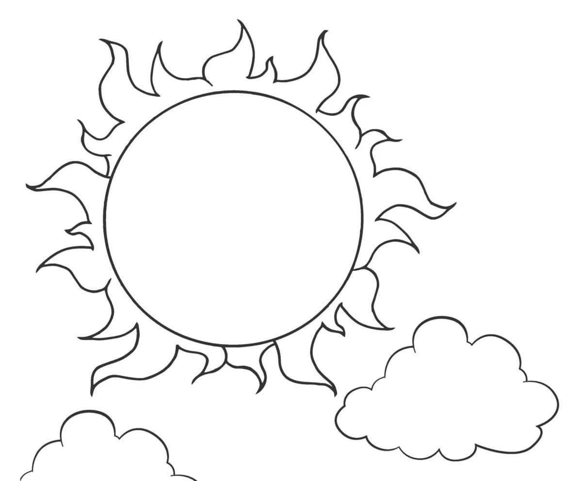 Bright coloring sun for children 3-4 years old
