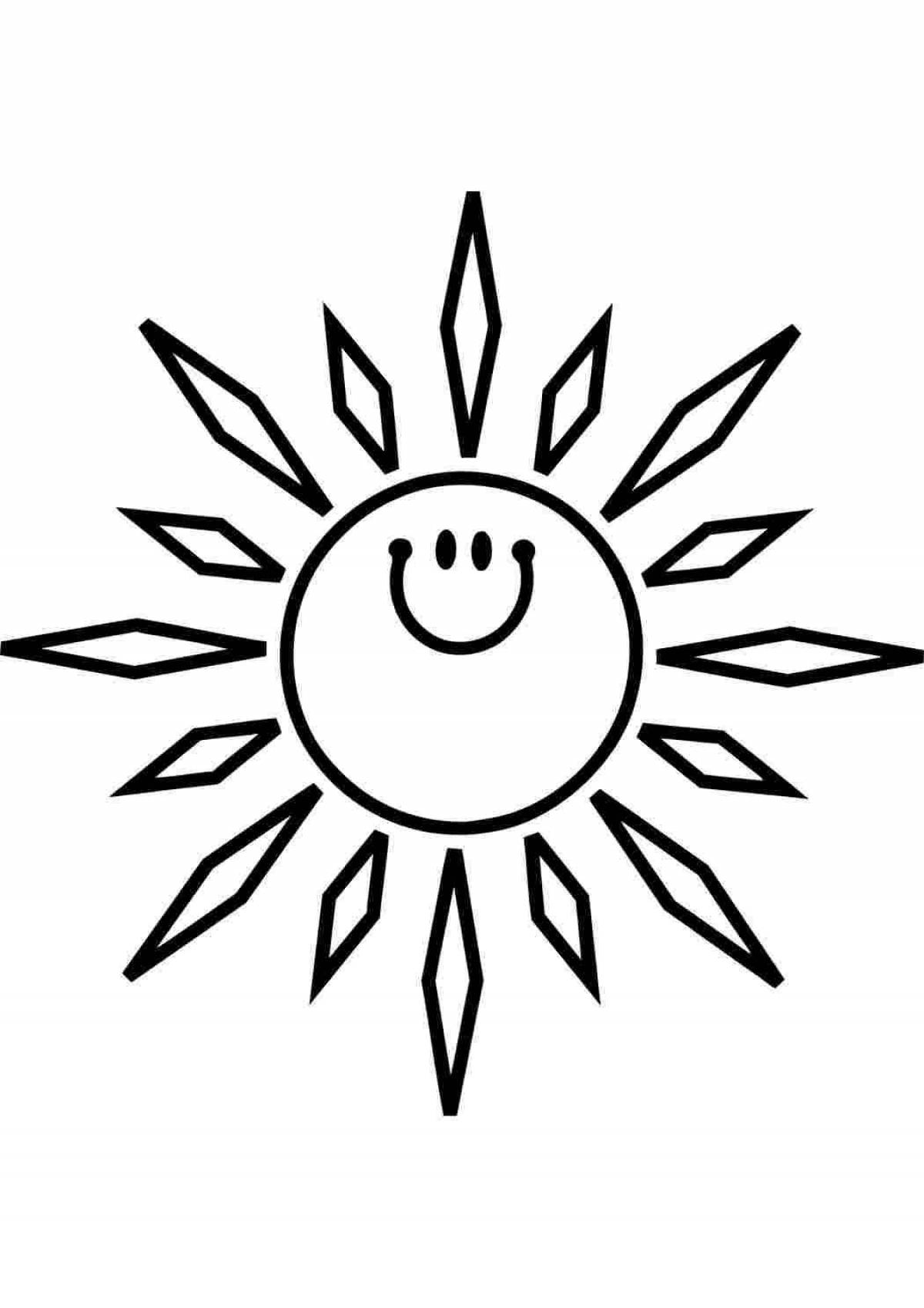 Sun coloring for children 3-4 years old