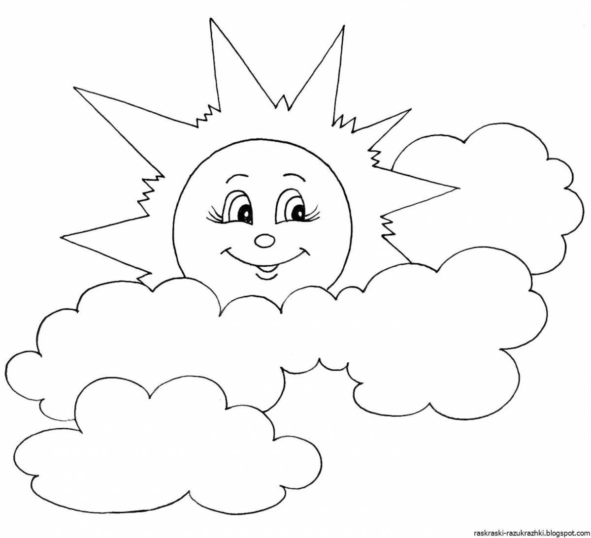 Сверкающая раскраска солнышко для детей 3-4 лет