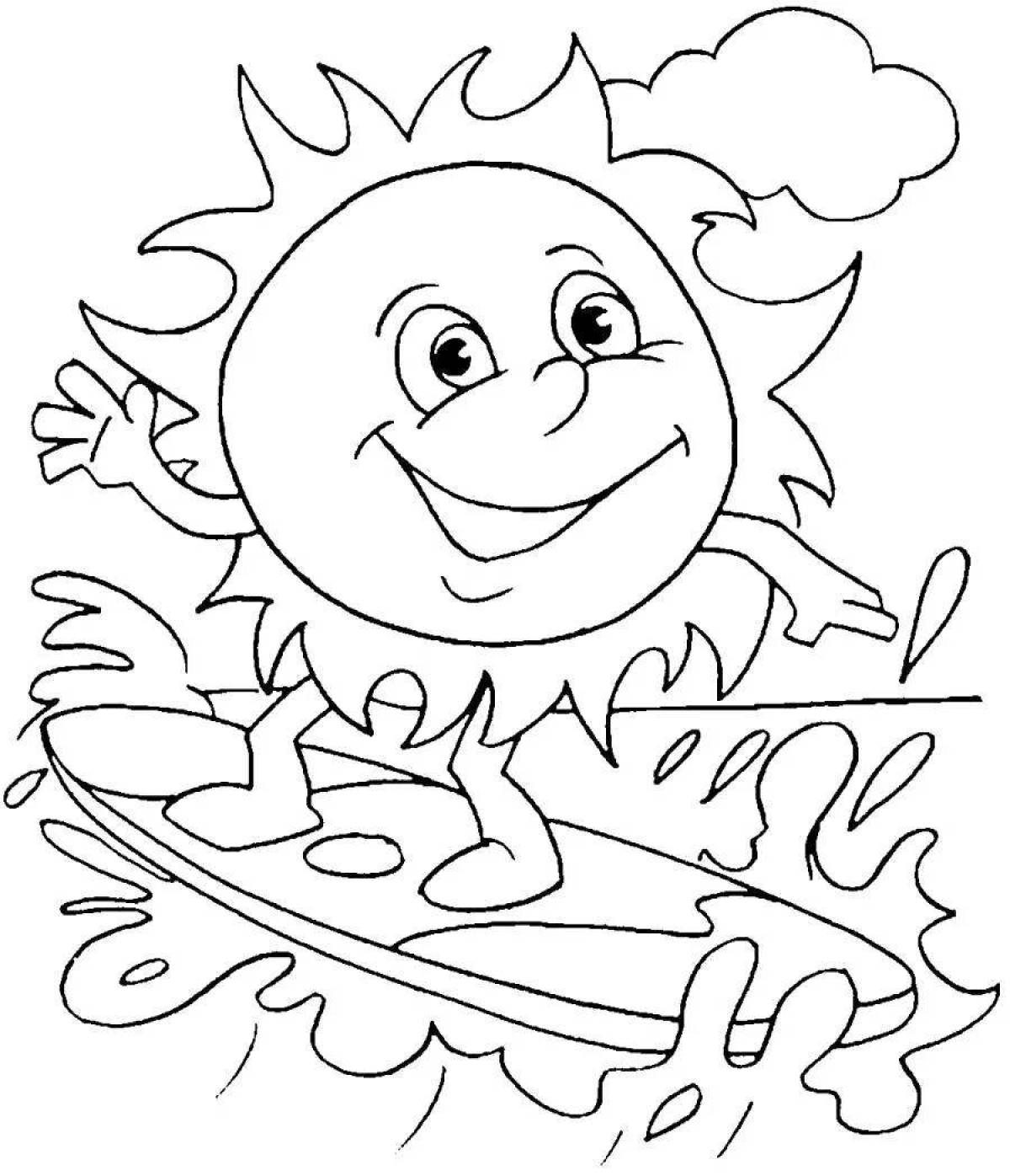 Glorious sun coloring book for kids 3-4 years old