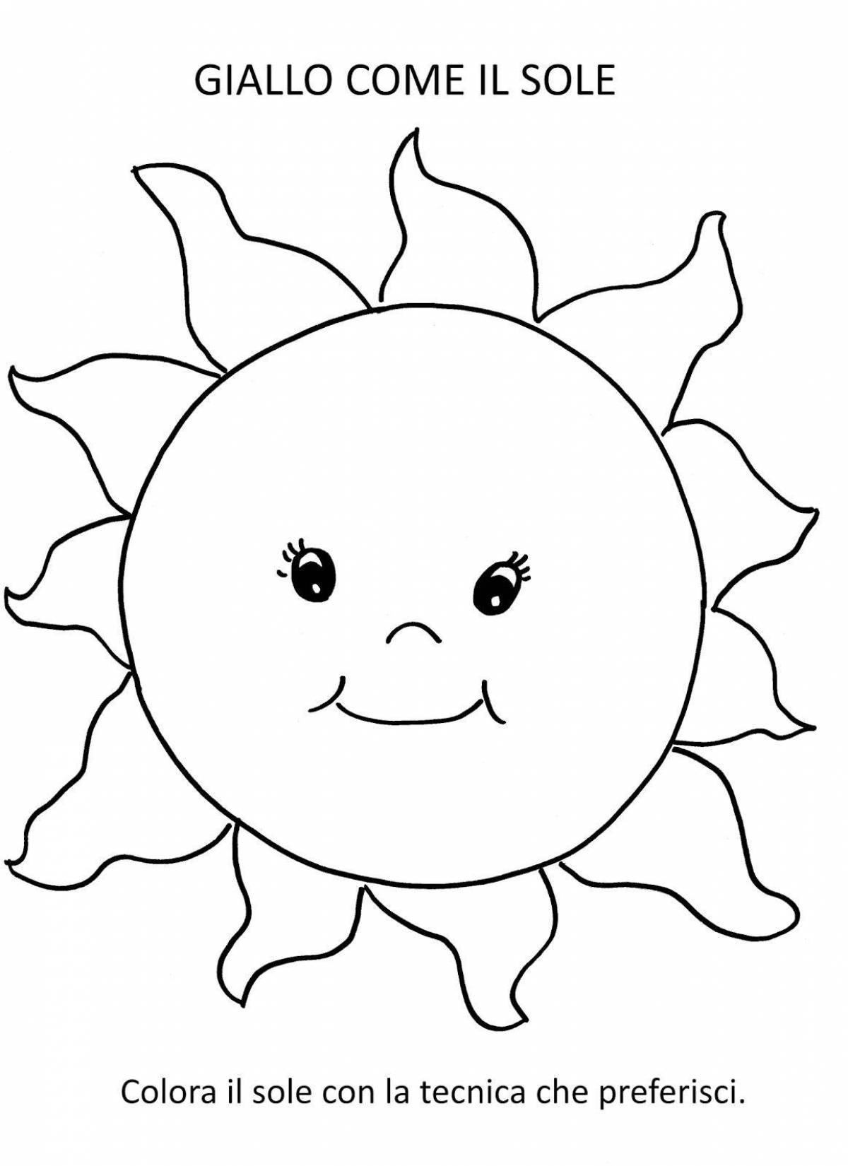 Изысканная раскраска солнце для детей 3-4 лет