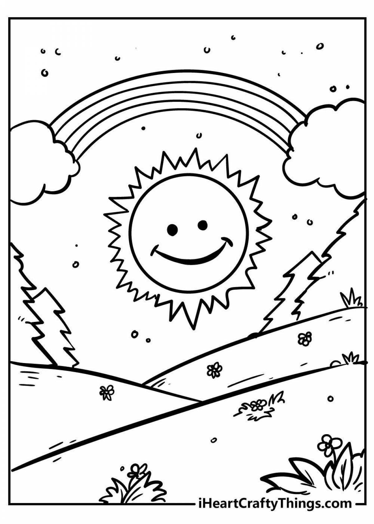 Cute sun coloring book for kids 3-4 years old