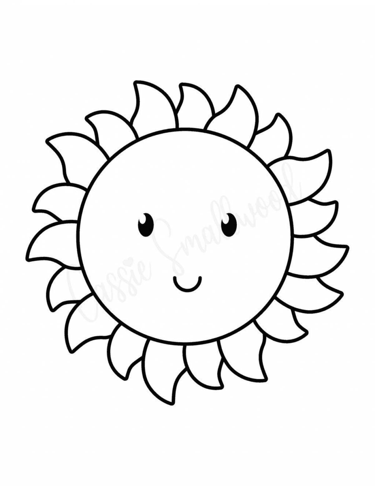 Цветущая раскраска солнце для детей 3-4 лет
