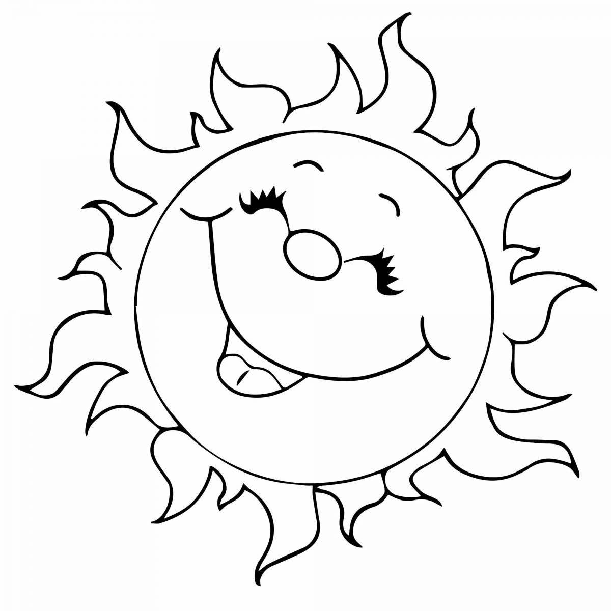 Bright coloring sun for children 3-4 years old