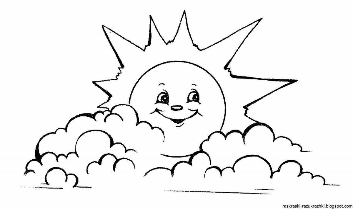 Animated sun coloring book for children 3-4 years old