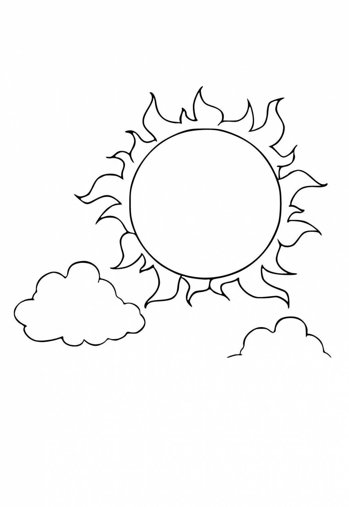 Ликующая раскраска солнце для детей 3-4 лет