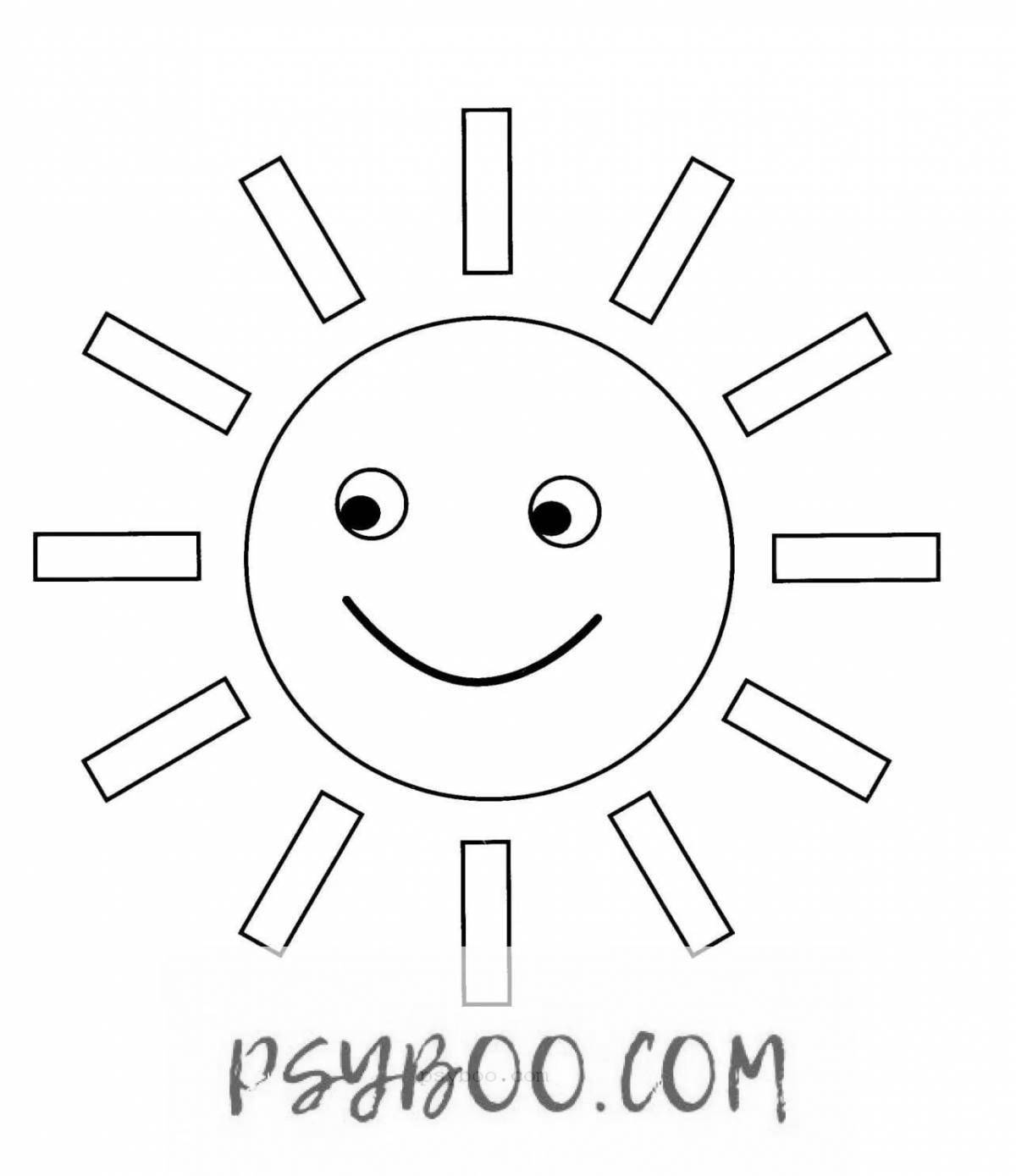 Блаженная раскраска солнце для детей 3-4 лет