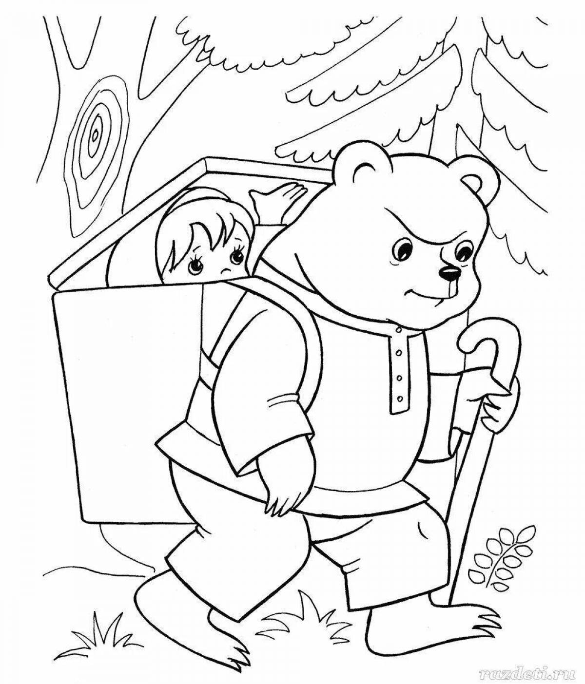 Веселая раскраска маша и медведь сказка для детей