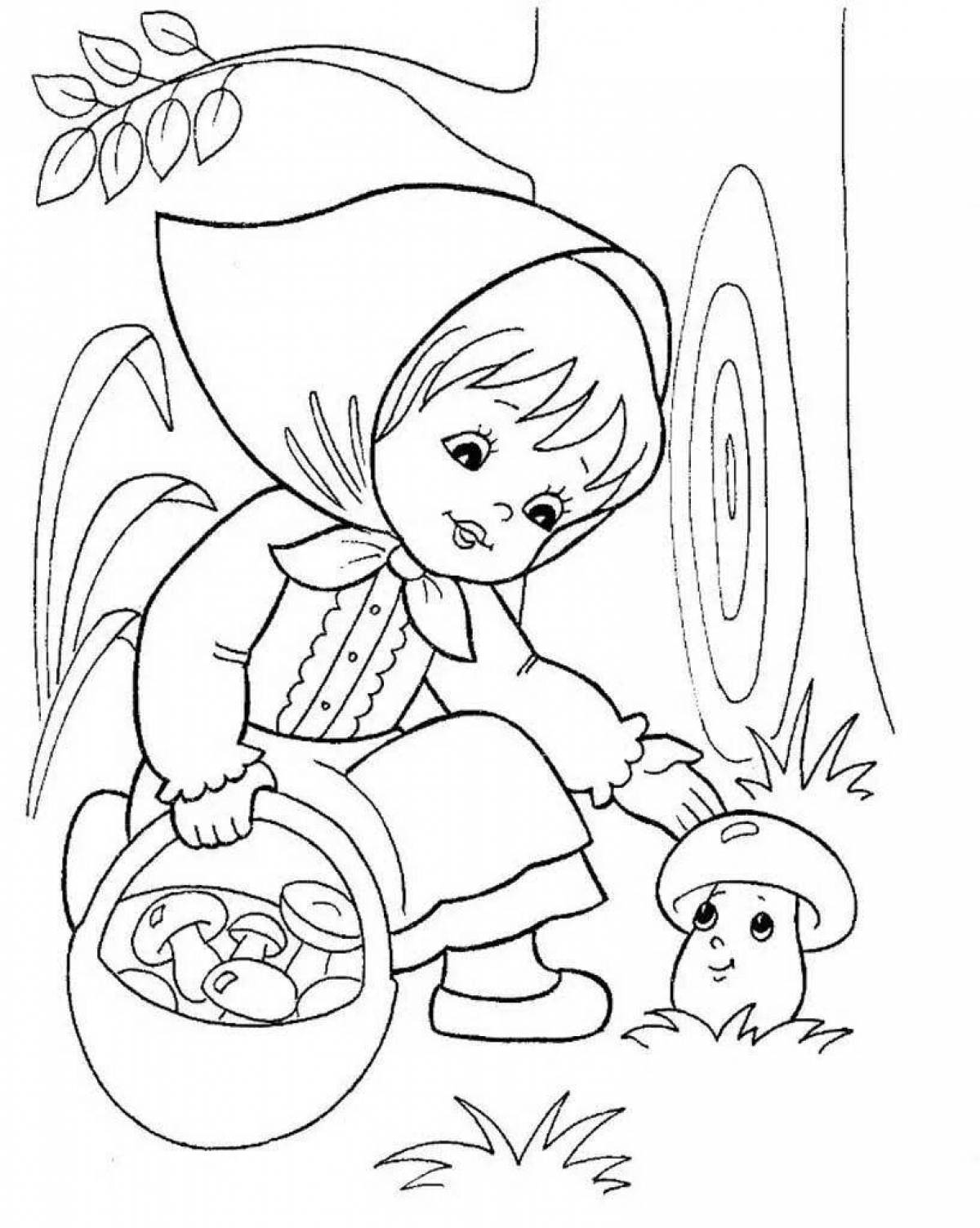 Adorable coloring book Masha and the Bear fairy tale for children