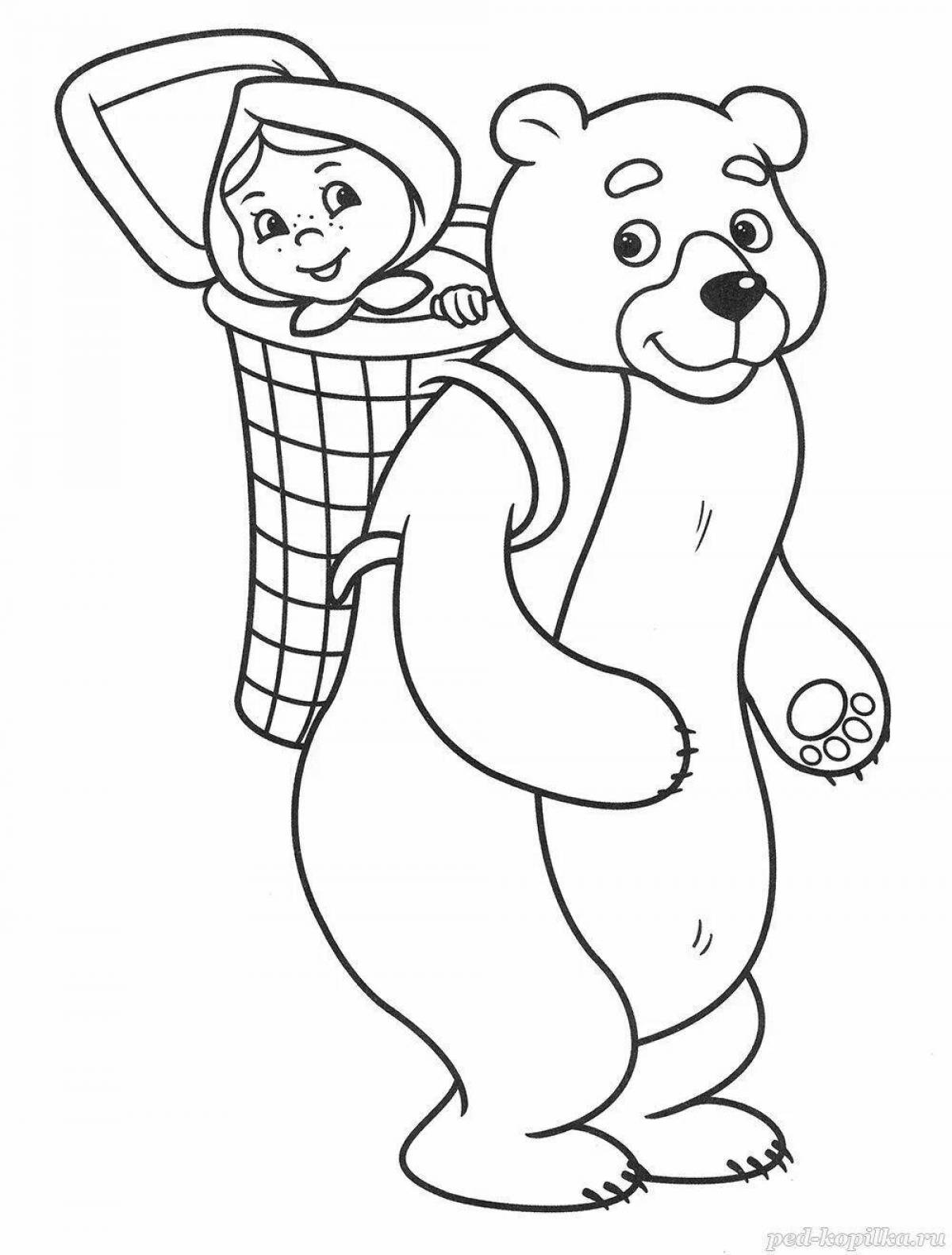 Playful coloring book Masha and the Bear fairy tale for children