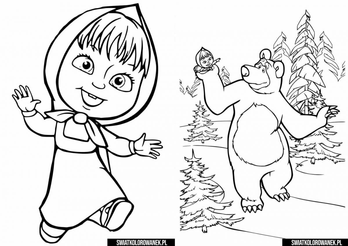 Great coloring Masha and the Bear fairy tale for children