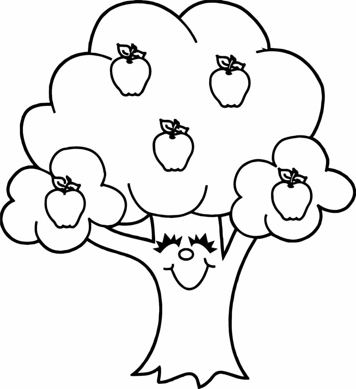 Colorful apple tree with apples for kids