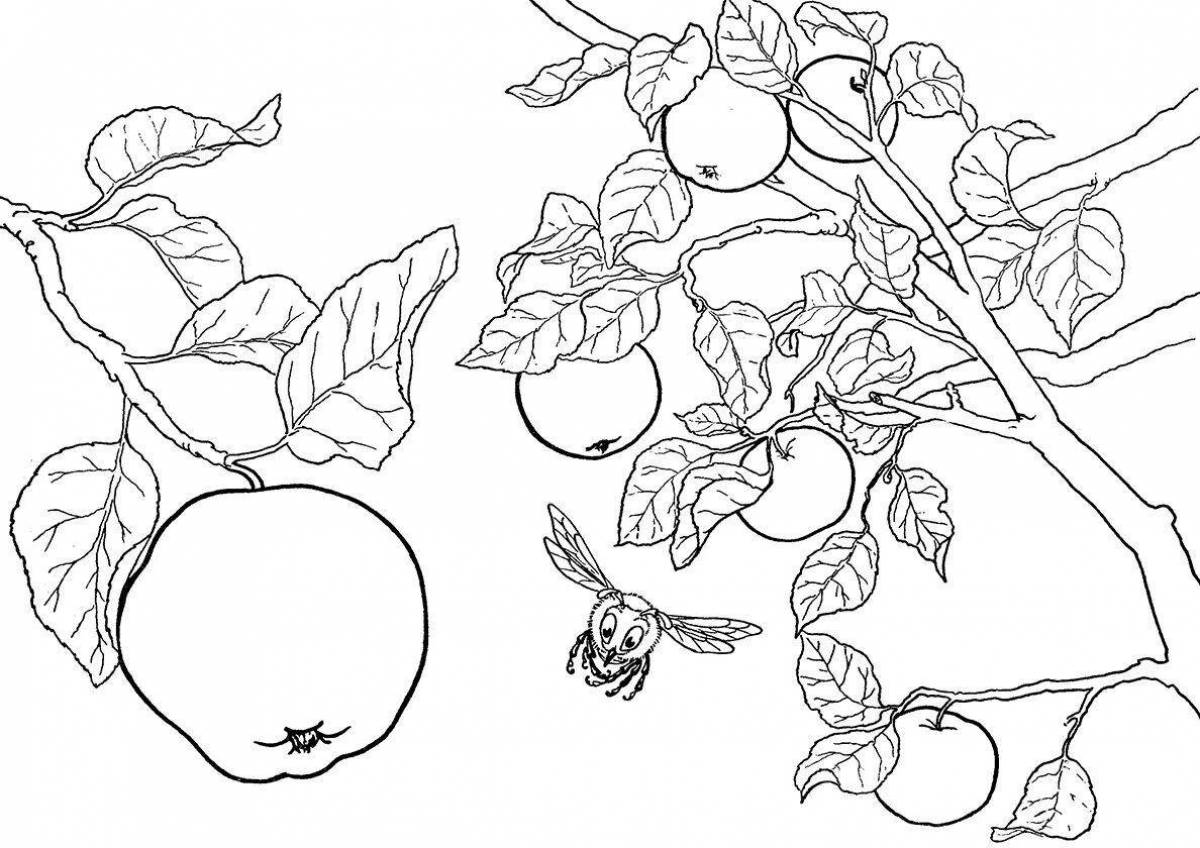 Sparkling apple tree with apples for children