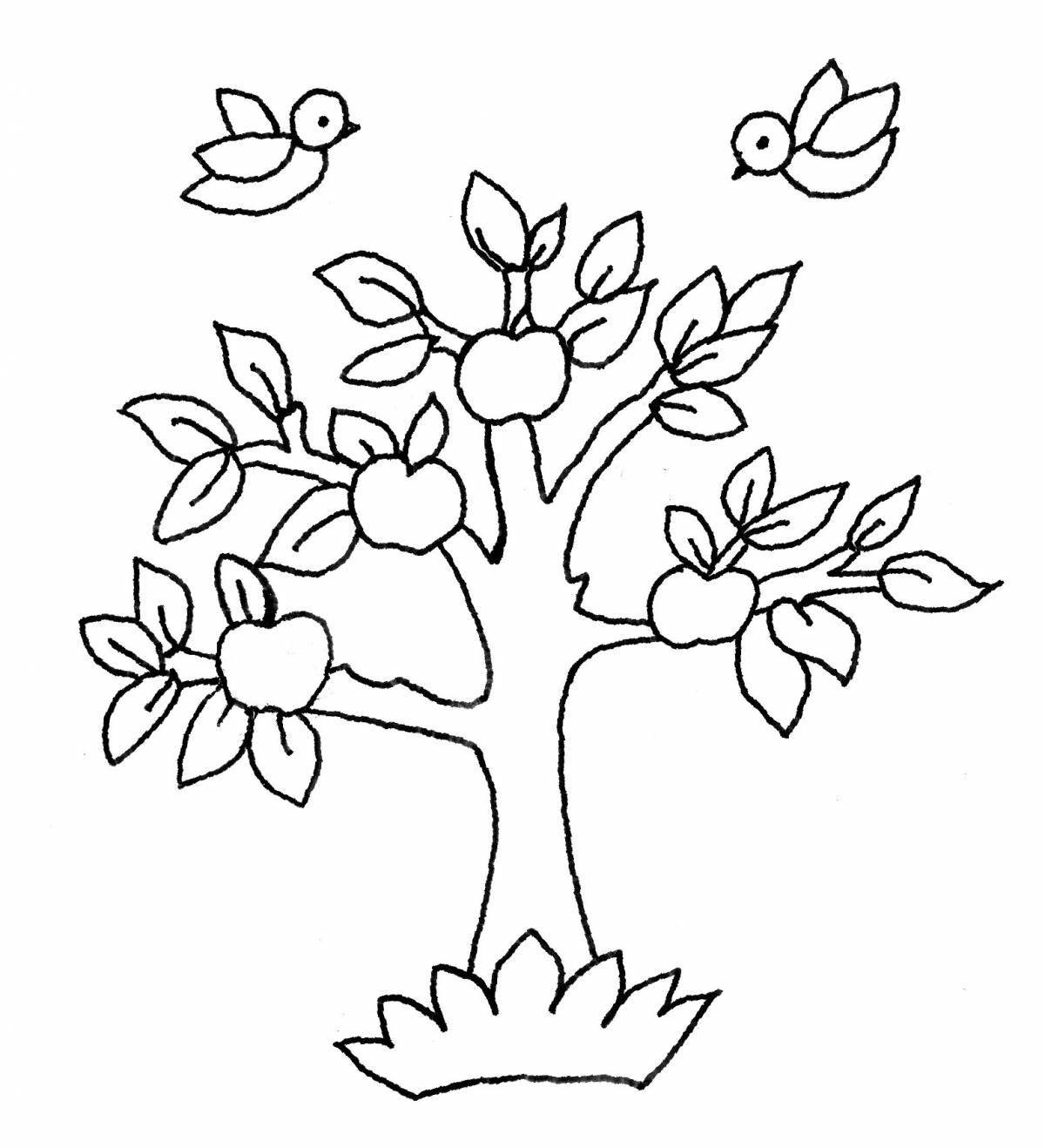 Shining apple tree with apples for preschoolers