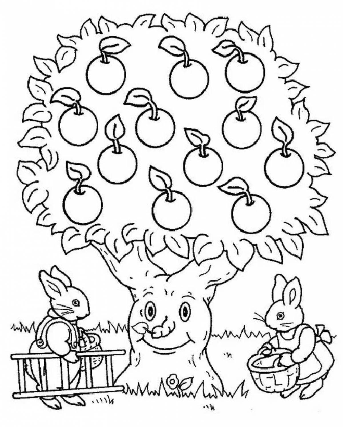 Abundant apple tree with apples for children